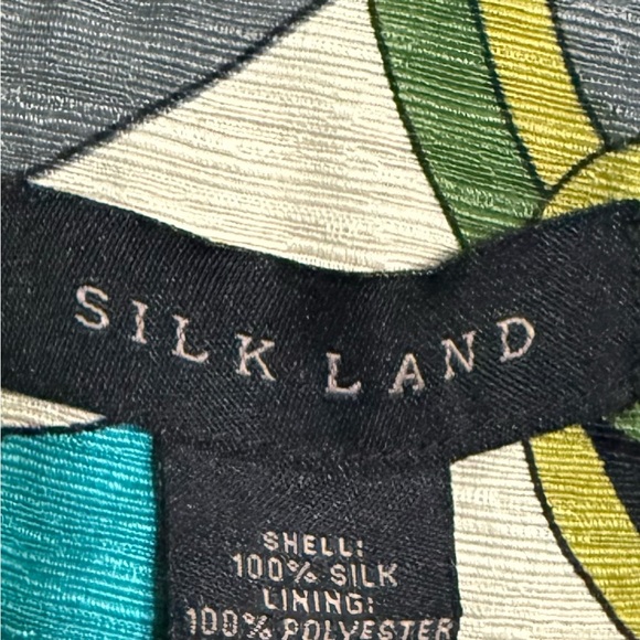 SilkLand Colorful Artsy Abstract Print Jacket 💯% Silk Size L - Picture 3 of 5